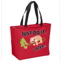 Just Do It Later Funny Lazy Sloth Zip Tote Bag