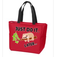 Just Do It Later Funny Lazy Sloth Zip Tote Bag