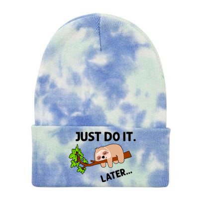 Just Do It Later Funny Lazy Sloth Tie Dye 12in Knit Beanie