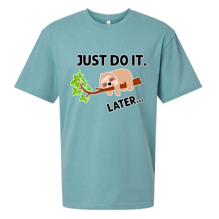 Just Do It Later Funny Lazy Sloth Sueded Cloud Jersey T-Shirt