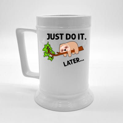 Just Do It Later Funny Lazy Sloth Beer Stein