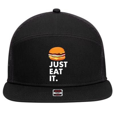 Just Eat It Hamburger Lover  7 Panel Mesh Trucker Snapback Hat