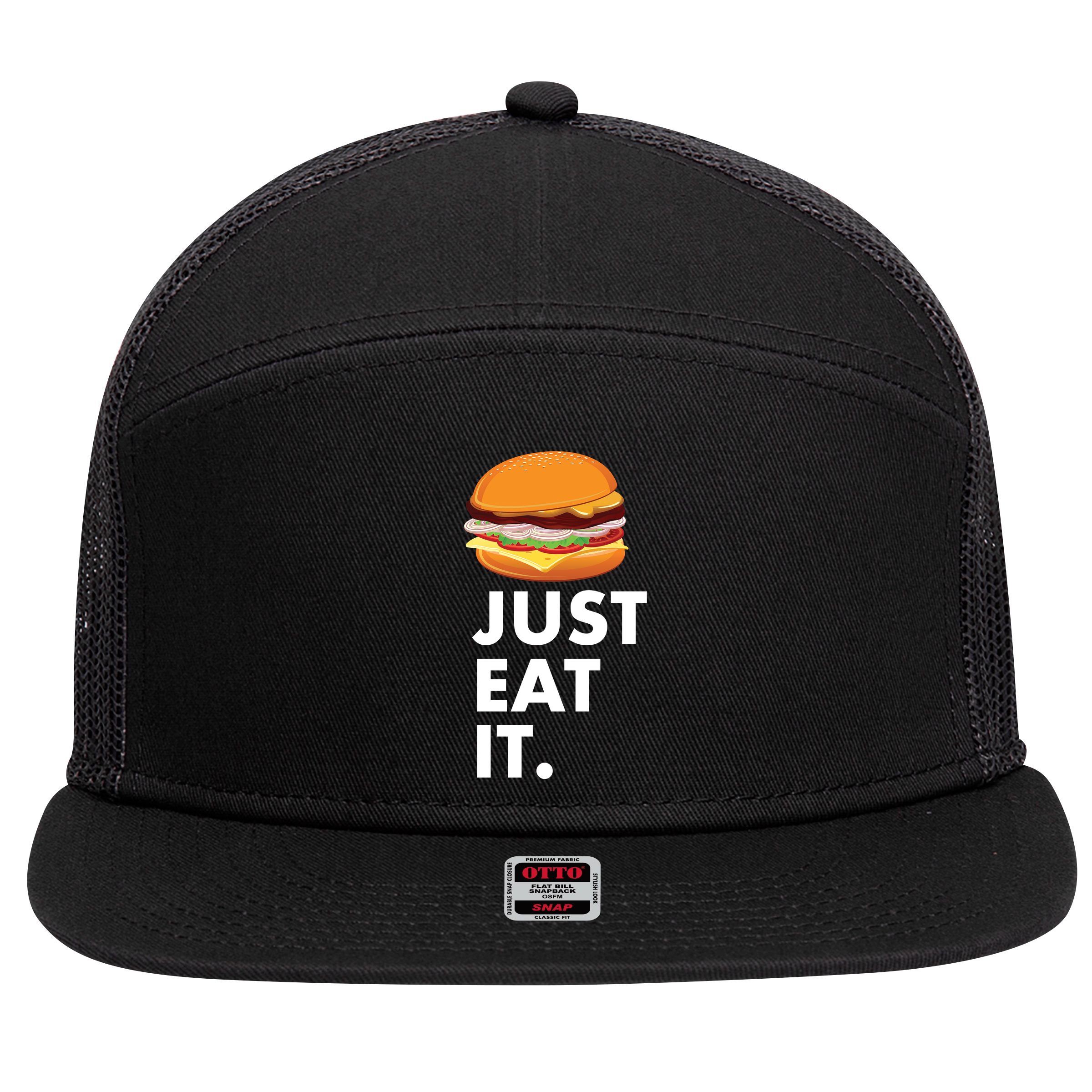 Just Eat It Hamburger Lover  7 Panel Mesh Trucker Snapback Hat