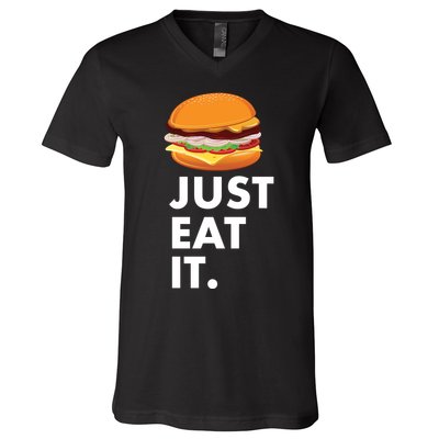 Just Eat It Hamburger Lover  V-Neck T-Shirt