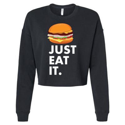 Just Eat It Hamburger Lover  Cropped Pullover Crew