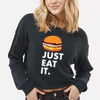 Just Eat It Hamburger Lover  Cropped Pullover Crew
