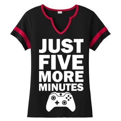 Just Five More Minutes Funny Video Game Ladies Halftime Notch Neck Tee