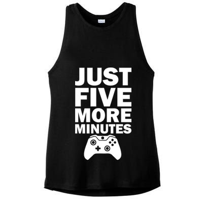 Just Five More Minutes Funny Video Game Ladies PosiCharge Tri-Blend Wicking Tank