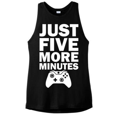 Just Five More Minutes Funny Video Game Ladies PosiCharge Tri-Blend Wicking Tank