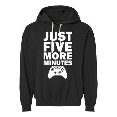 Just Five More Minutes Funny Video Game Garment-Dyed Fleece Hoodie