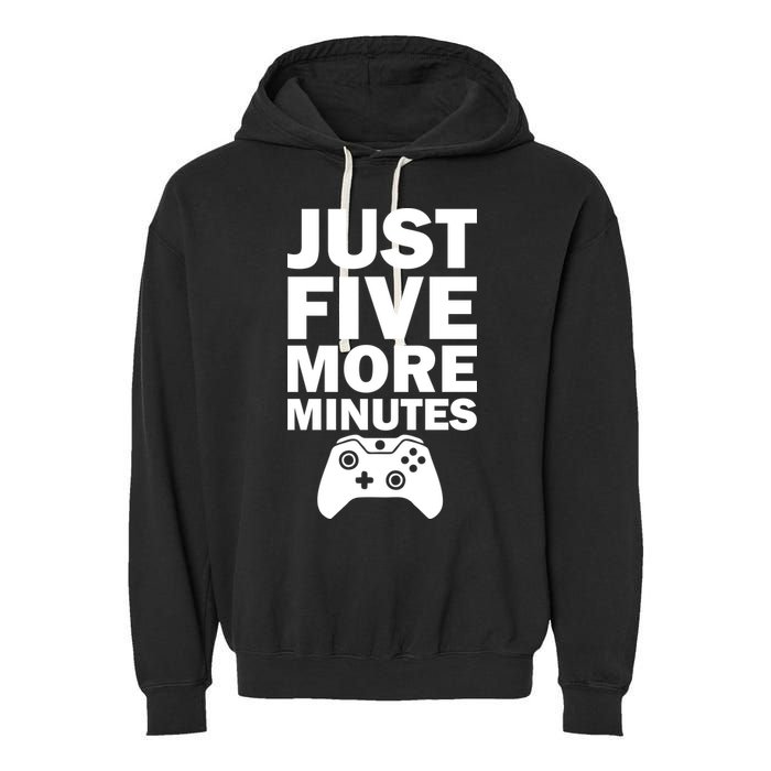 Just Five More Minutes Funny Video Game Garment-Dyed Fleece Hoodie