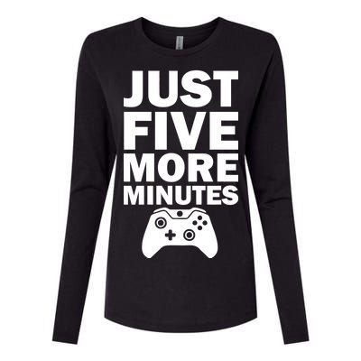 Just Five More Minutes Funny Video Game Womens Cotton Relaxed Long Sleeve T-Shirt