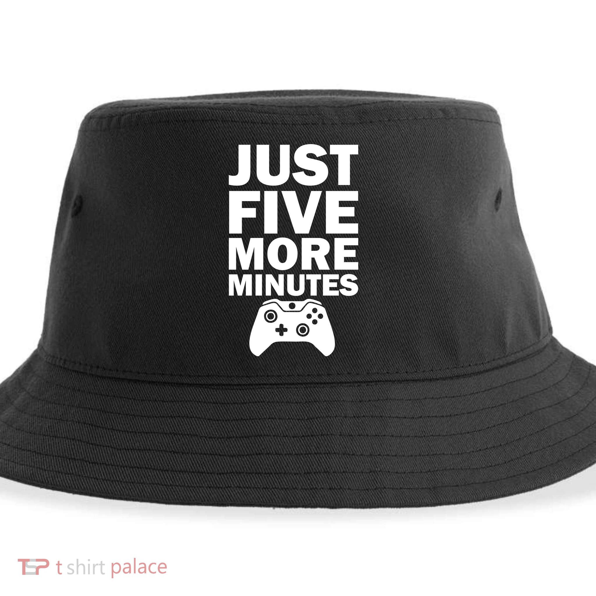 Just Five More Minutes Funny Video Game Sustainable Bucket Hat