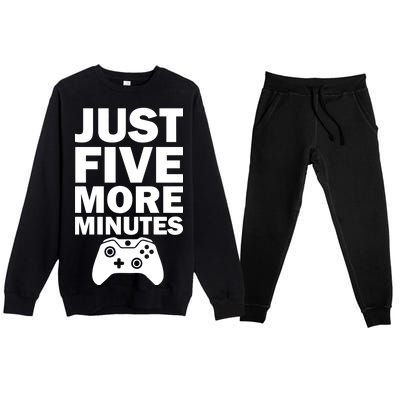 Just Five More Minutes Funny Video Game Premium Crewneck Sweatsuit Set