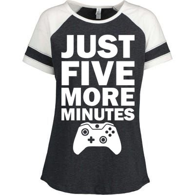 Just Five More Minutes Funny Video Game Enza Ladies Jersey Colorblock Tee