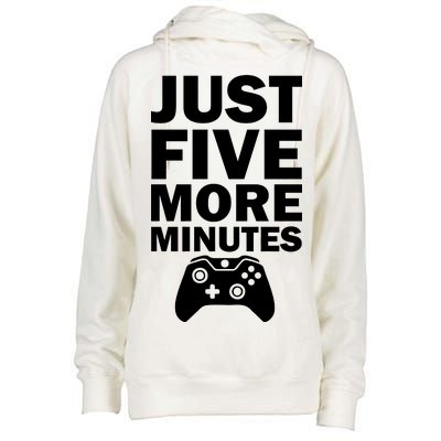 Just Five More Minutes Funny Video Game Womens Funnel Neck Pullover Hood