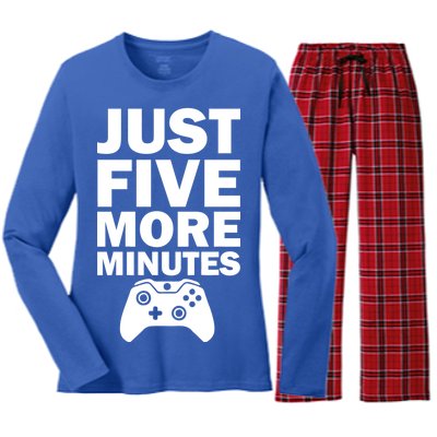 Just Five More Minutes Funny Video Game Women's Long Sleeve Flannel Pajama Set 