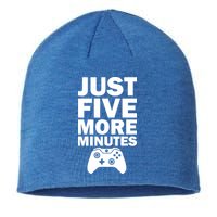 Just Five More Minutes Funny Video Game Sustainable Beanie