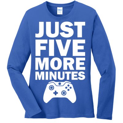 Just Five More Minutes Funny Video Game Ladies Long Sleeve Shirt