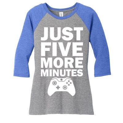 Just Five More Minutes Funny Video Game Women's Tri-Blend 3/4-Sleeve Raglan Shirt