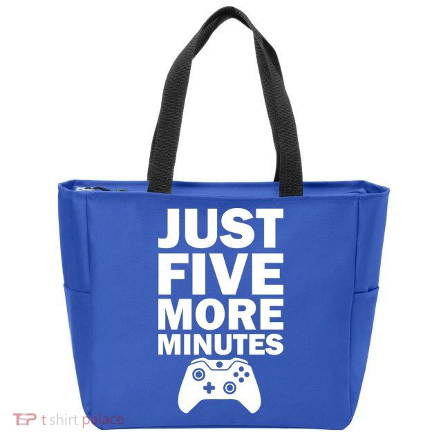 Just Five More Minutes Funny Video Game Zip Tote Bag