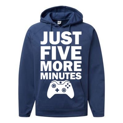 Just Five More Minutes Funny Video Game Performance Fleece Hoodie