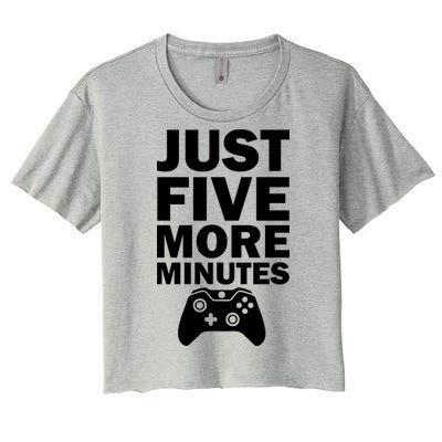 Just Five More Minutes Funny Video Game Women's Crop Top Tee