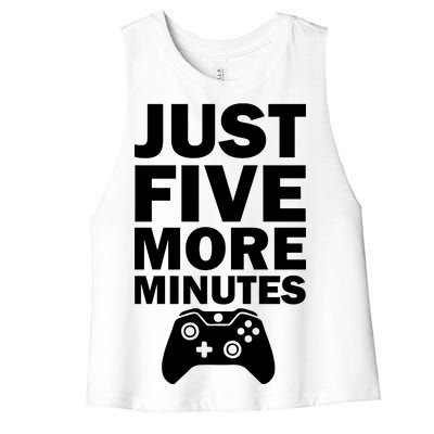 Just Five More Minutes Funny Video Game Women's Racerback Cropped Tank