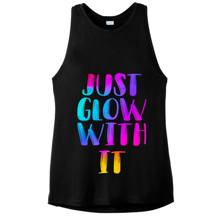 Just Glow With It Funny Retro Ladies PosiCharge Tri-Blend Wicking Tank