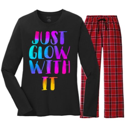 Just Glow With It Funny Retro Women's Long Sleeve Flannel Pajama Set 