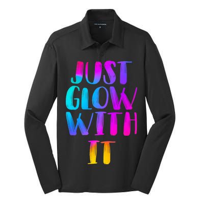 Just Glow With It Funny Retro Silk Touch Performance Long Sleeve Polo