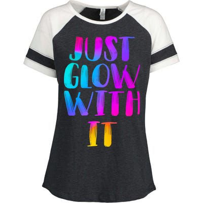 Just Glow With It Funny Retro Enza Ladies Jersey Colorblock Tee