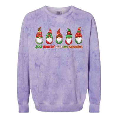 Just Hanging with My Gnomies Christmas Colorblast Crewneck Sweatshirt