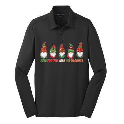 Just Hanging with My Gnomies Christmas Silk Touch Performance Long Sleeve Polo