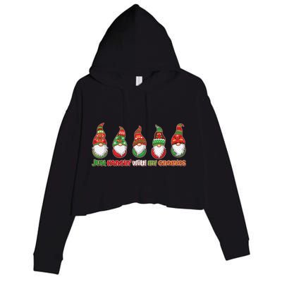 Just Hanging with My Gnomies Christmas Crop Fleece Hoodie