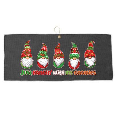 Just Hanging with My Gnomies Christmas Large Microfiber Waffle Golf Towel