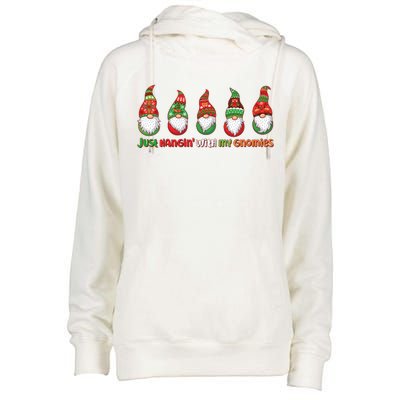 Just Hanging with My Gnomies Christmas Womens Funnel Neck Pullover Hood