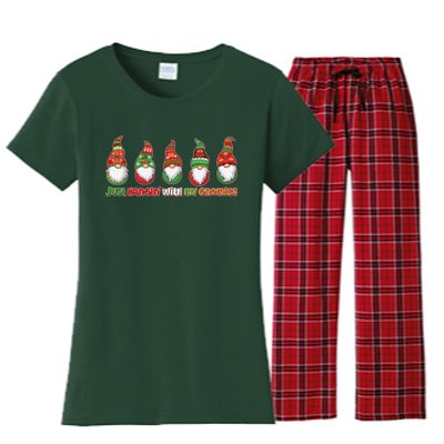 Just Hanging with My Gnomies Christmas Women's Flannel Pajama Set