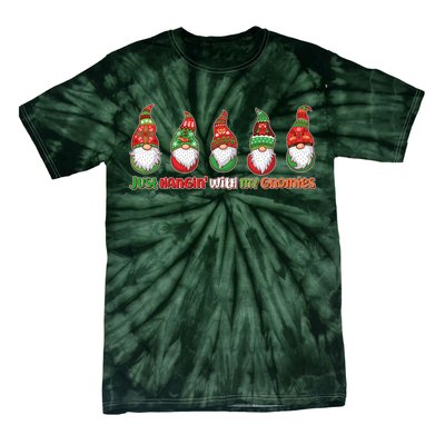 Just Hanging with My Gnomies Christmas Tie-Dye T-Shirt