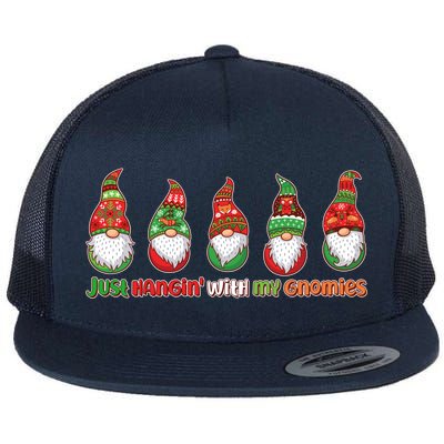 Just Hanging with My Gnomies Christmas Flat Bill Trucker Hat