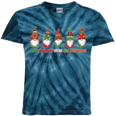 Just Hanging with My Gnomies Christmas Kids Tie-Dye T-Shirt