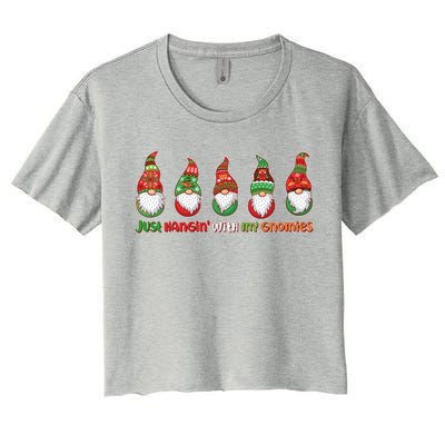 Just Hanging with My Gnomies Christmas Women's Crop Top Tee