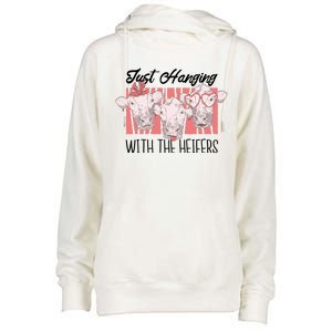 Just Hanging With The Heifers Womens Funnel Neck Pullover Hood