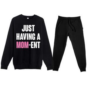 Just Having A Mom-ent Premium Crewneck Sweatsuit Set