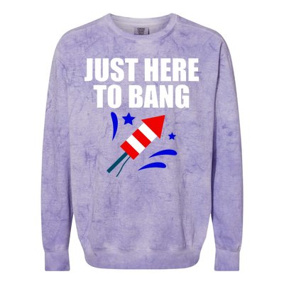 Just Here To Bang 4th Of  July Colorblast Crewneck Sweatshirt