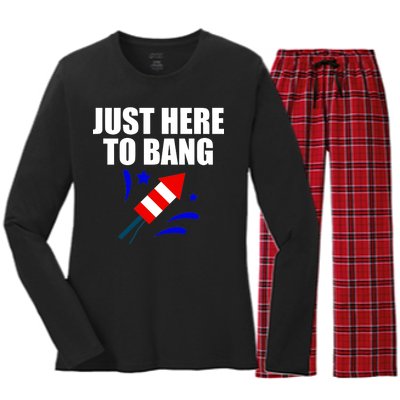 Just Here To Bang 4th Of  July Women's Long Sleeve Flannel Pajama Set 