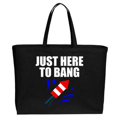 Just Here To Bang 4th Of  July Cotton Canvas Jumbo Tote