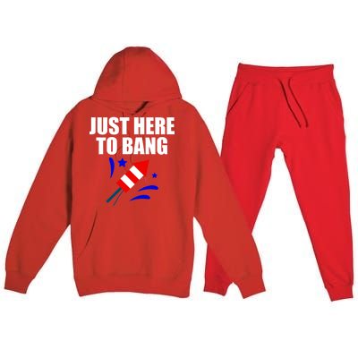 Just Here To Bang 4th Of  July Premium Hooded Sweatsuit Set