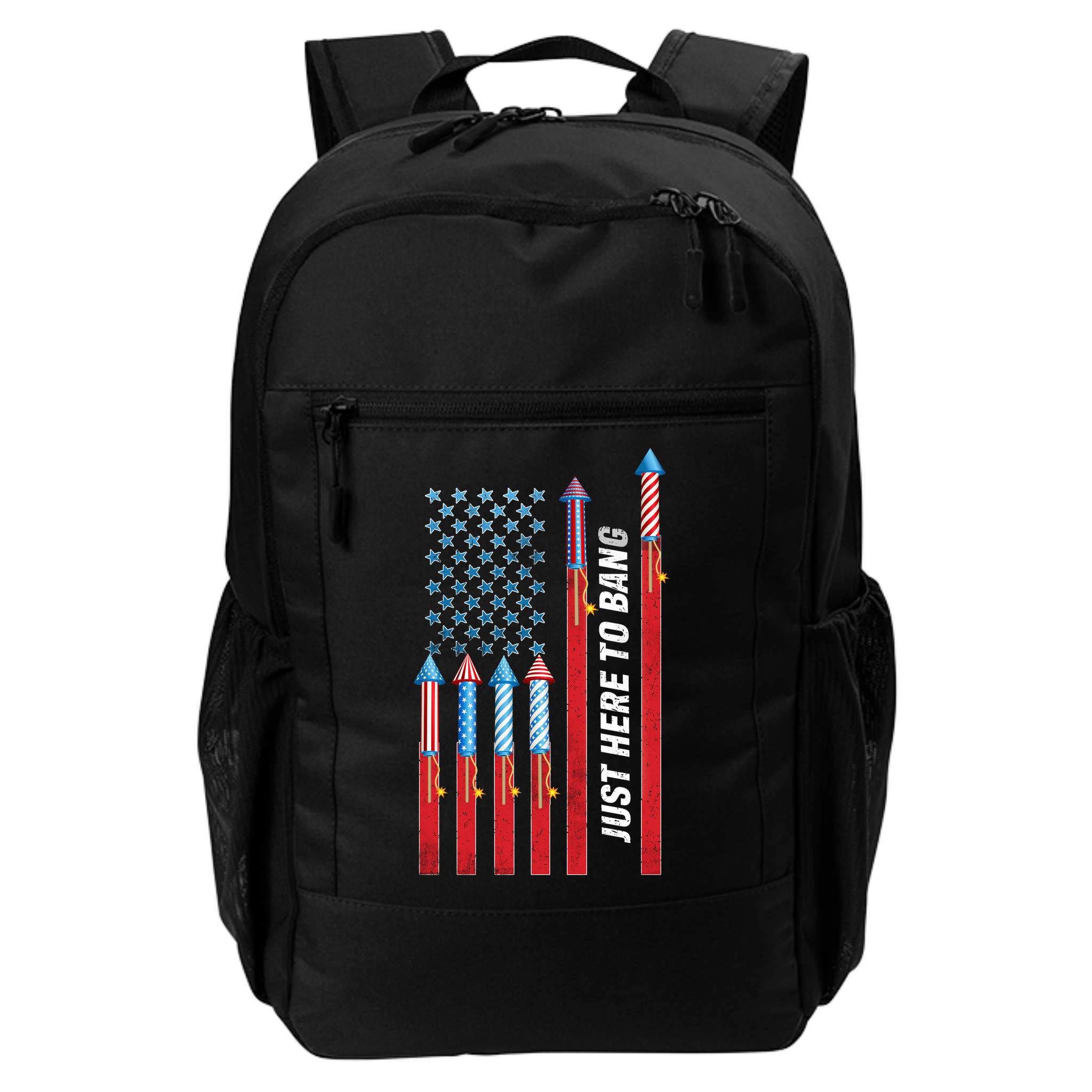 Just Here To Bang American Flag Fireworks Backpack