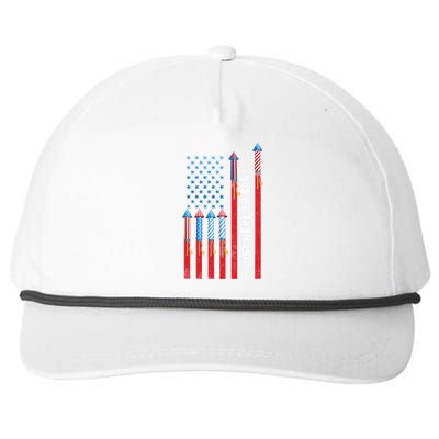 Just Here To Bang American Flag Fireworks Snapback Five-Panel Rope Hat